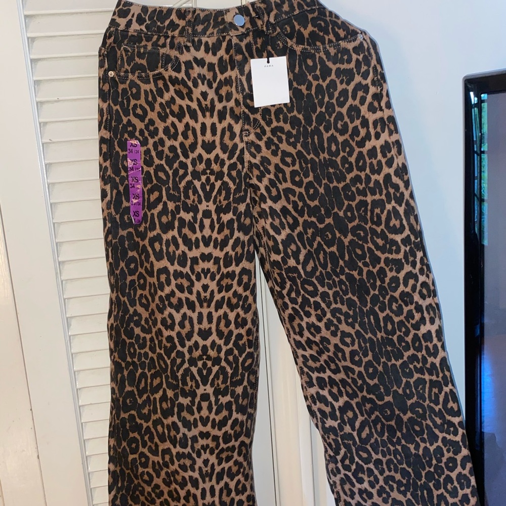 Zara high waisted wide leg cheetah print  pants